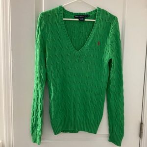 Ralph Lauren, pullover, green, v-neck sweater.